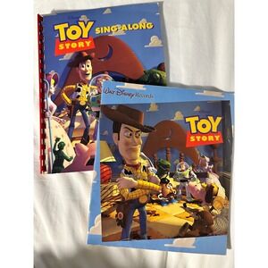 Disney Toy Story Sing-Along & Read-Along Book Set Vintage 90s Pixar Blue Red OS‎